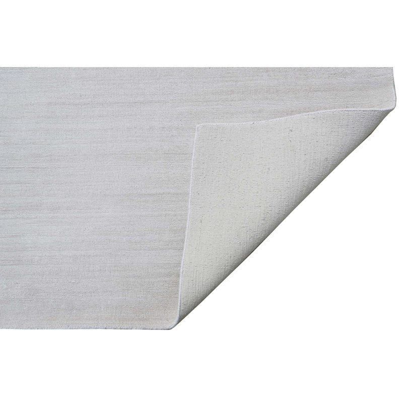 Tapis rectangulaire en soie tissée à la main en gris / blanc, Rectangle 5 pi x 8 pi