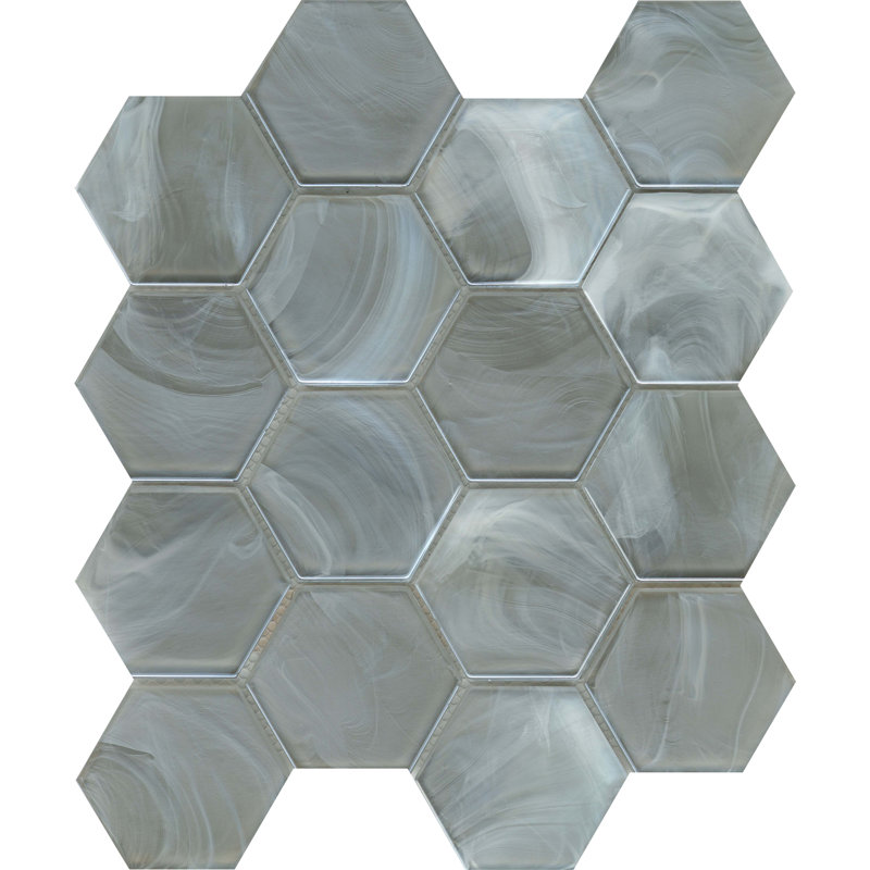 Splash™ Moss 10" x 10" Glass Honeycomb Mosaic Tile, SIlver