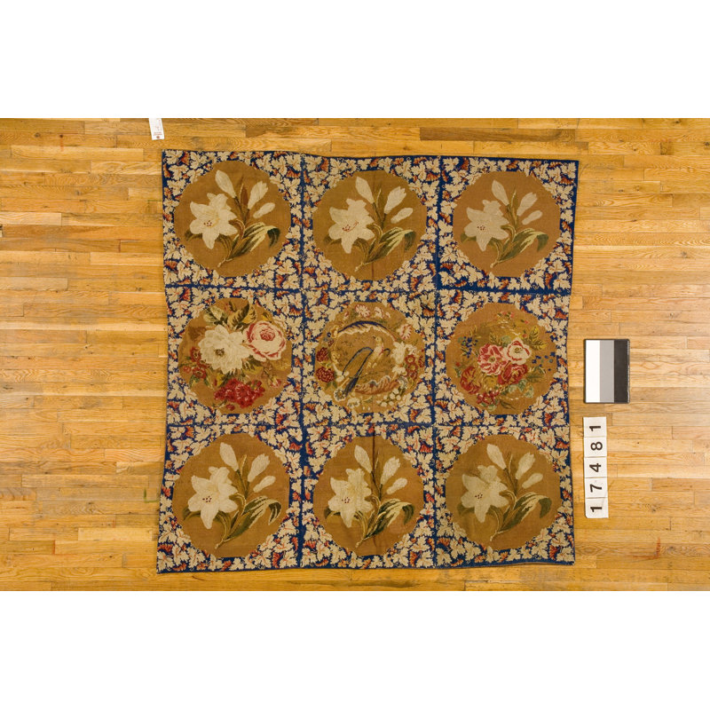 Antique Needlepoint English Flat Weave Rug