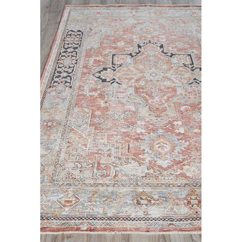 Antique Loom Rust/Black Polyester powerloom Area Rug, Rectangle 12' x 15'