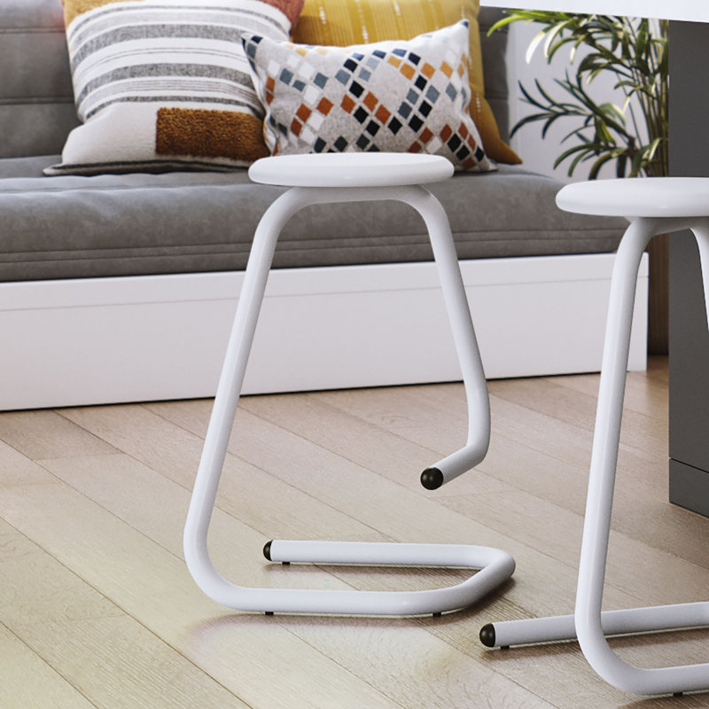 Tabouret en métal Paperclip70, Blanc