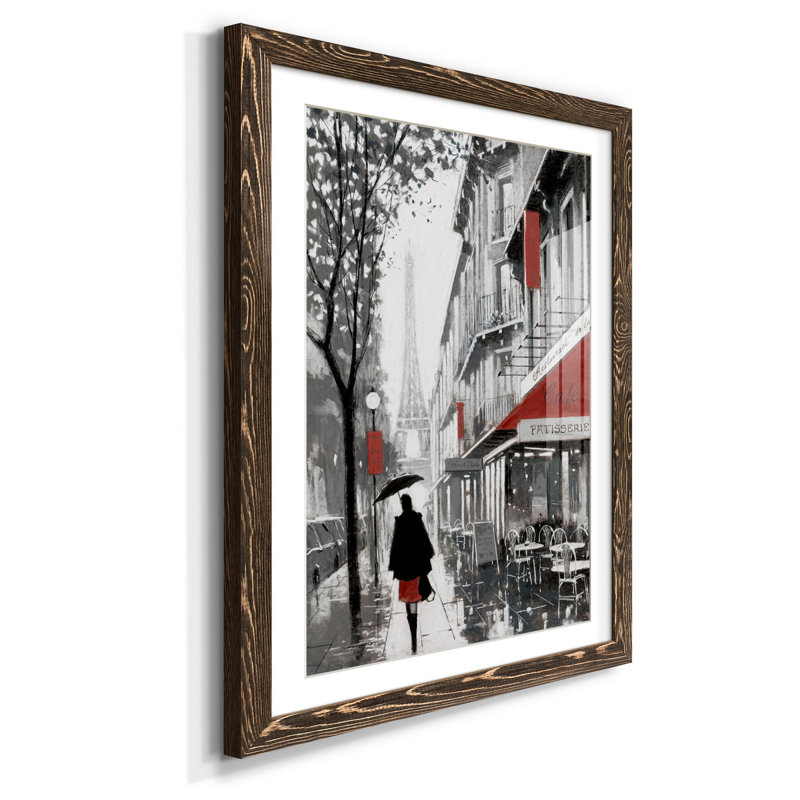 " Rainy Paris II ", Walnut Framed, 32" H x 23" W x 1" D, White