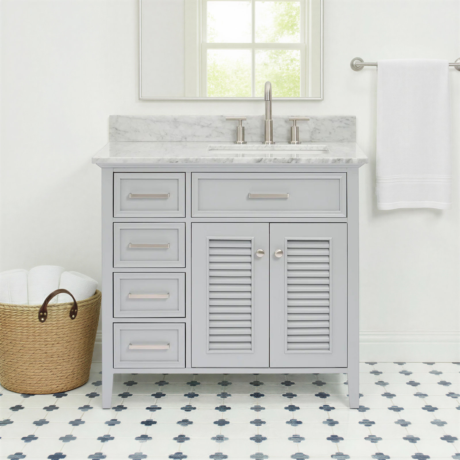 Clyda 37" Single Bathroom Vanity, Gray, Right