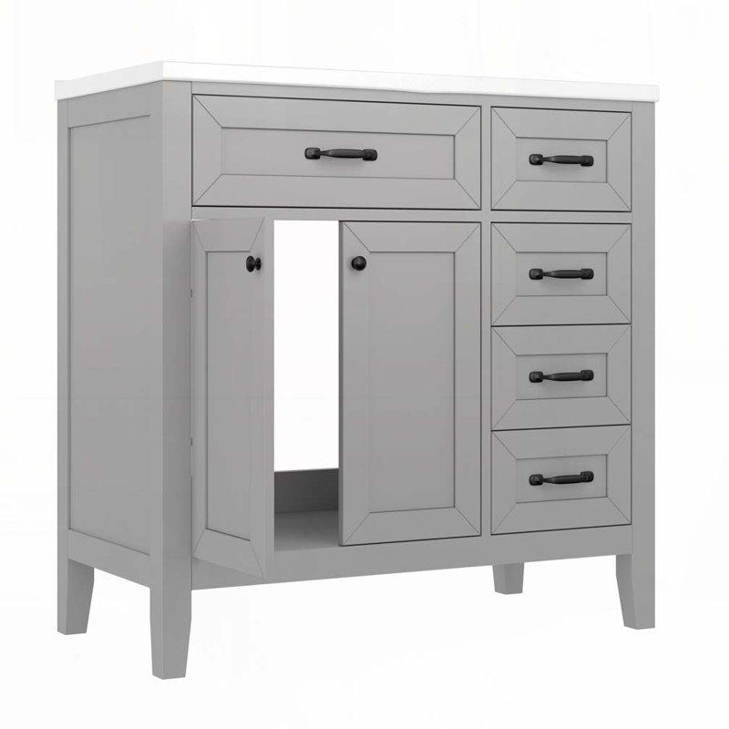 Meuble-lavabo 36 po avec lavabo, Gris