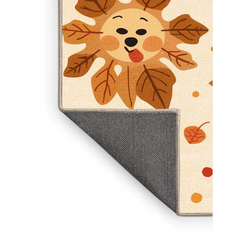 Soft Plush Finnell Thanksgiving Modern & Contemporary Abstract Area Rug in Beige – Beige Binding, 3x5