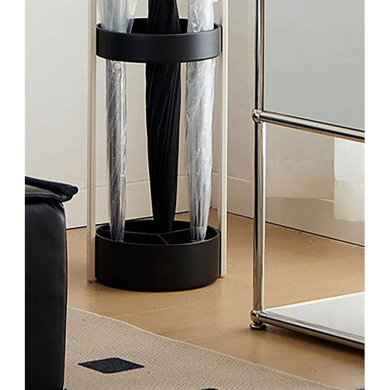 Metal Freestanding Umbrella Stand, Black/White