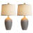 21"Modern Farmhouse Ceramic Table Lamps With Linen Shades,  LED Bulbs Included (Set Of 2)