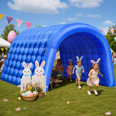 10FT Inflatable Tunnel Entrance with Built-in Blower, Inflatable Passageway for Sports Events, Brand Promotion, Trade Shows, Schools (Blue, 10x10x9FT)