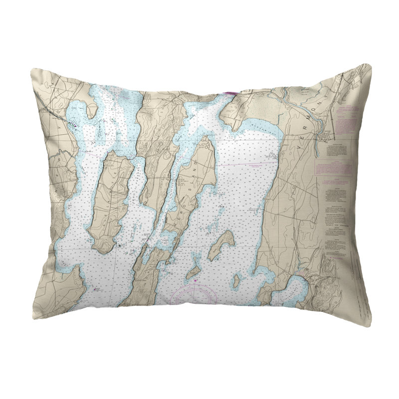 Coussin décoratif d'extérieur non câblé Nautical Map Hero Island VT