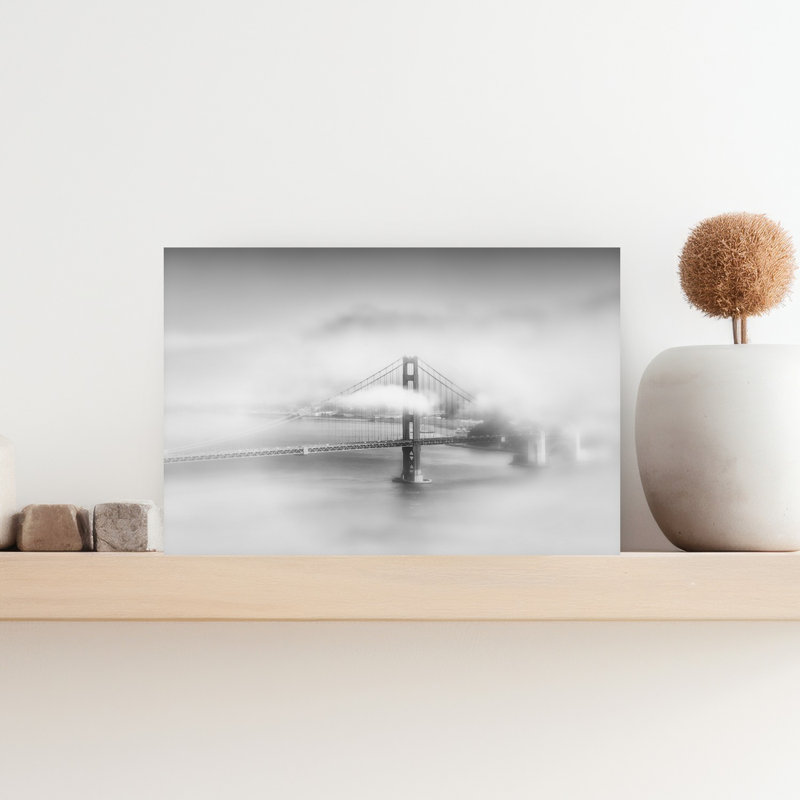 Misty Golden Gate Bridge, architecture contemporaine abstraite, impression d'art mural d'automne, H 12 po x l 18 po