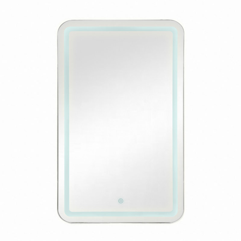Armoire à pharmacie rectangulaire rectangulaire en argent, miroir de maquillage à DEL 3 couleurs, 2 tablettes amovibles en verre trempé pour miroir de rangement de salle de bain avec éclairage,
