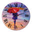 Femme marchant avec un parapluie rouge sous la pluie - horloge murale campagne française-60282362