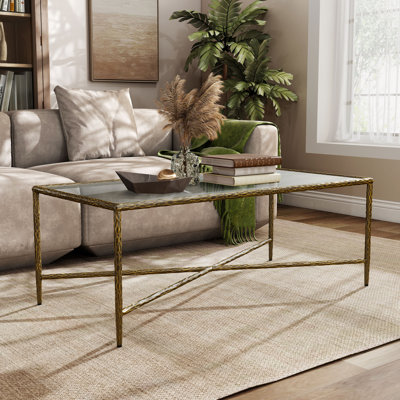 Lalia Modern Hammered Metal X-Brace Coffee Table