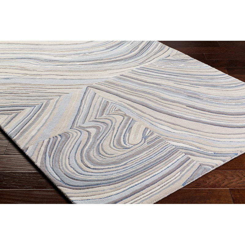 Tapis taupe en viscose / laine touffeté à la main Rectangle Dreamscape, Rectangle 5 pi x 7 pi 6 po