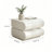 Modern Italian Minimalist Cream White Nightstand with Curved Drawer Design – Dual-Drawer Storage Cabinet for Bedroom – Contemporary Luxury Style