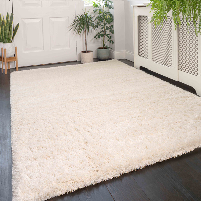 Shaggy Cream Rug, Rectangle 60 x 110cm