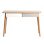 Bureau d'ordinateur en bois massif - Bureau de 47 po de grande taille avec 2 tiroirs, table d'ordinateur de style simple et moderne