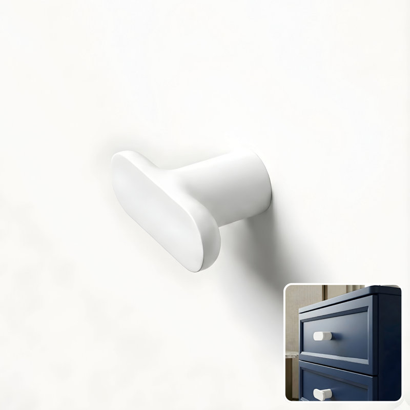 1.75" Oval Knob,  Snow (White)