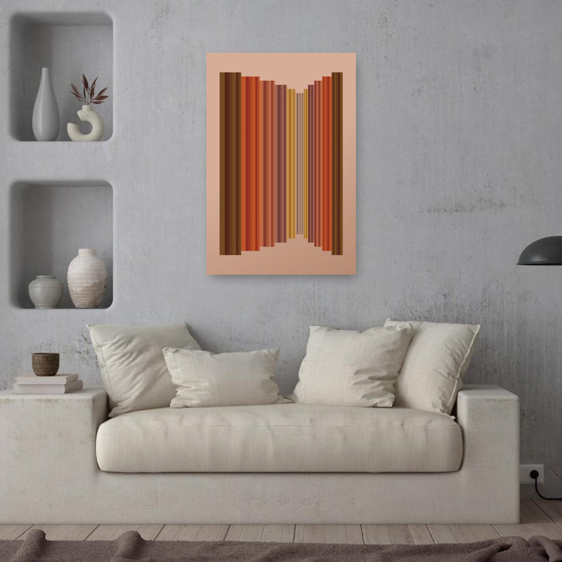 Impression d'art contemporain abstrait géométrique chaleureux, 36" H x 24" W