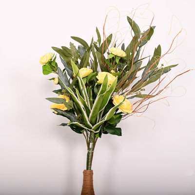 Arrangement floral de pivoines de ferme artificielle pour remplissage de vase, feuilles de feuillage de verdure, baies avec longue tige, décoration de table de fête de mariage
