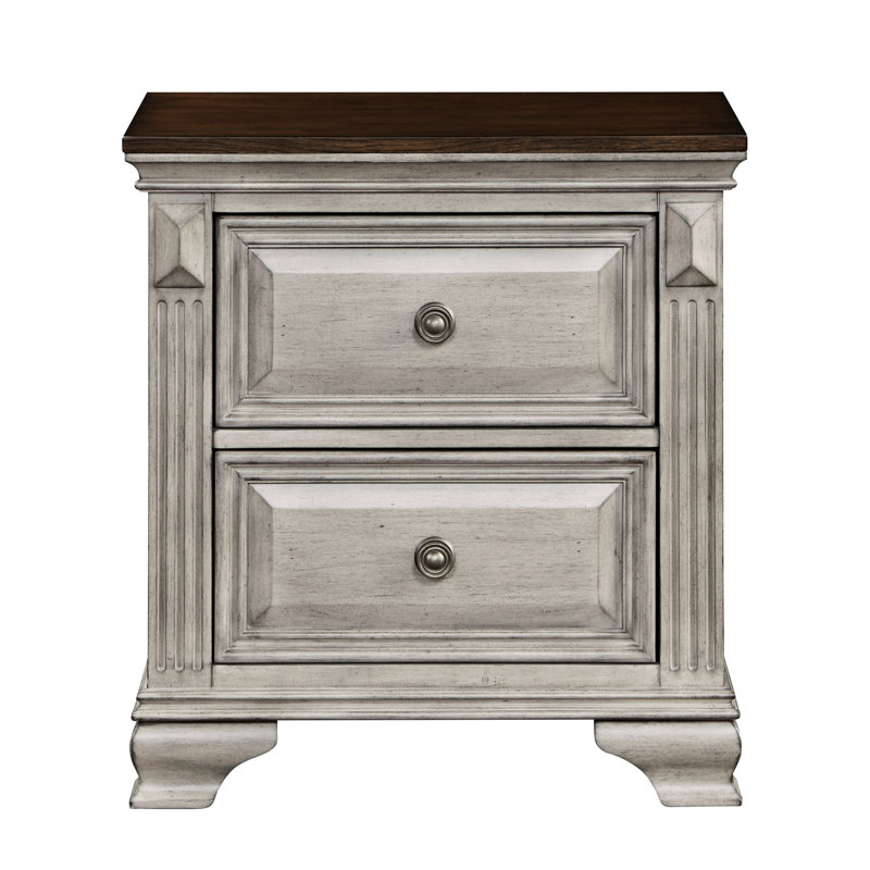 Table de chevet 2 chambres en gris et brun - Élégante conception en bois pour accessoire, structure en bois