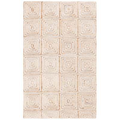 Allahna Natural Fiber Hand Loomed Jute/Wool/Cotton Geometric Rug in Natural/Ivory