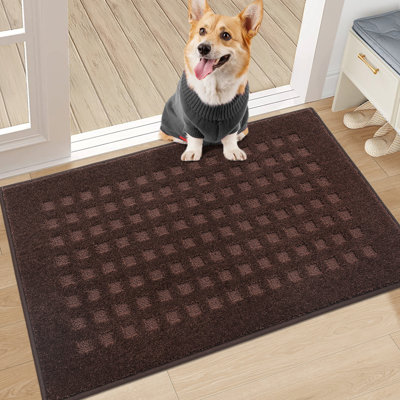 Waffle Door Mats Indoor，Super Absorbent Machine Washable Doormat with Non-Slip Backing for Wet Shoes and Dirty Paws