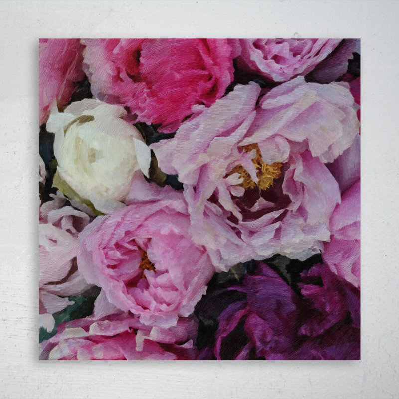 Roses en pleine floraison en gros plan - 1 pièce, reproduction d'art graphique sur toile tendue, H 32 po x l 32 po x P 2 po