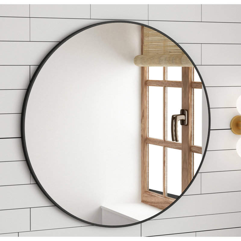 Metal Round Mirror, 50.8cm H x 50.8cm W, Black