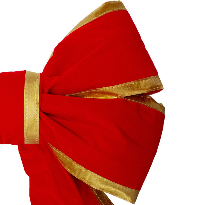 Arc de Noël 3D en velours de velours avec 4 boucles 3D, H 28 po x l 18 po x P 4 po, Rouge pâle