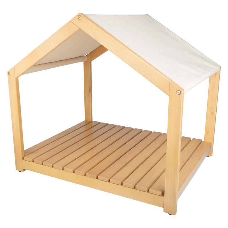 PETMAKER Dog House - 30x24-Inch Indoor Dog House with Soft Cushion and Adjustable Canopy - Wood Dog Furniture for Small to Medium Pets