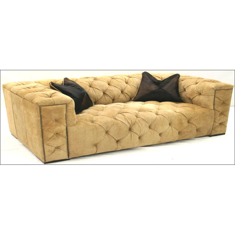 Sofa, Bella Pearl Performance Velvet, Ebony, Old Gold E