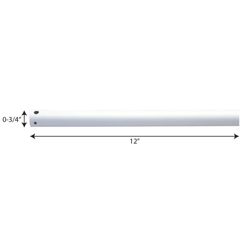 36-Inch Ceiling Fan Downrod In White Finish, 12" H x 0.75" W x 0.75" D
