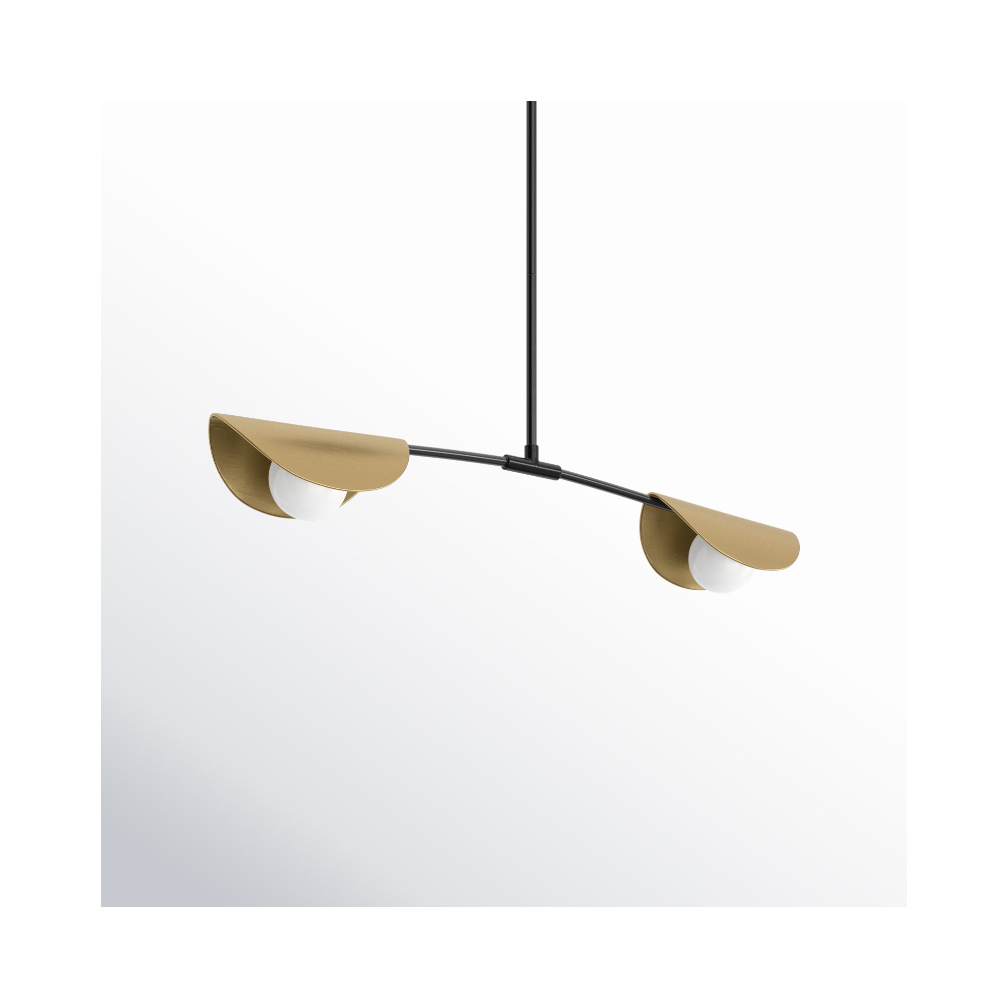 Gamora 2 Light Metal Dimmable Pendant, Matte Black/Aged Brass