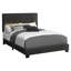 Lit double à profil bas Foxa, tête de lit capitonnée à boutons, boucle noire-117056085-117056084