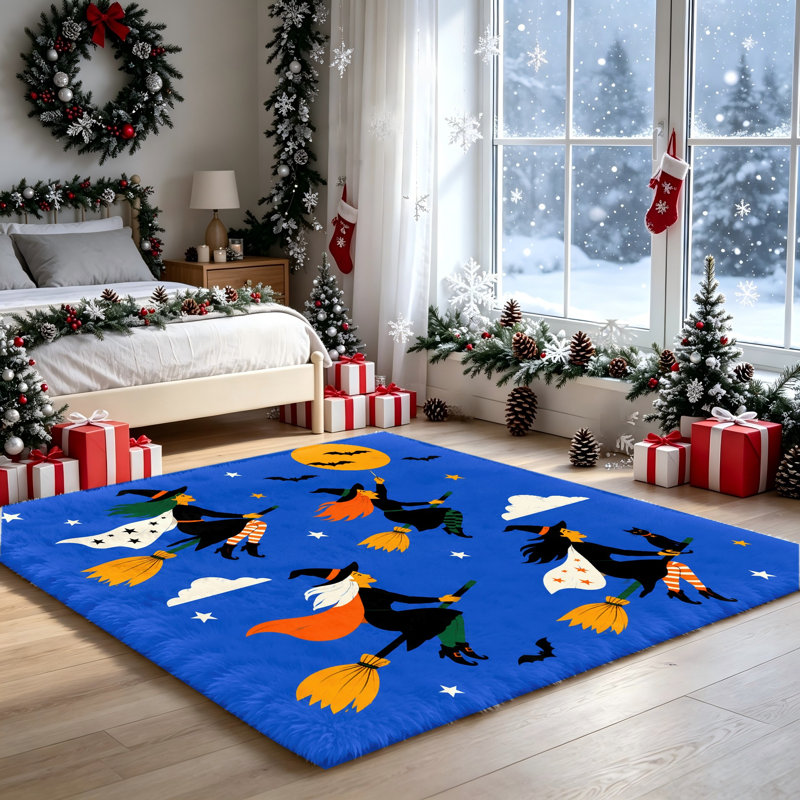 Tapis antidérapant Fun Witch Flying, Rectangle 6 pi 7 po x 4 pi 7 po (200 x 140 cm)
