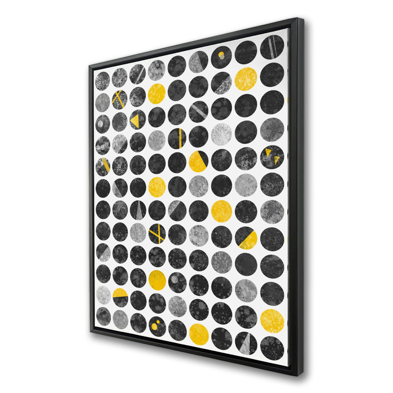 Abstract Grunge Circles - Gray Framed Canvas Home Decor