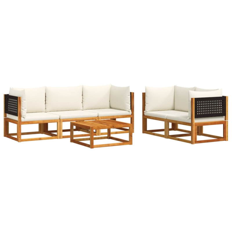  Ensemble de canapé de jardin modulaire 6 pièces en bois d'acacia massif noir, Gris
