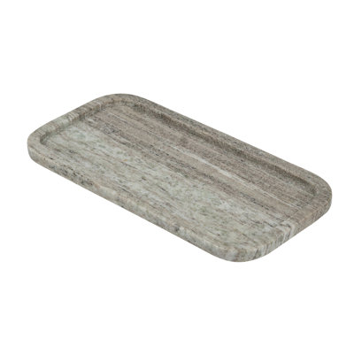 Plateau rectangulaire en marbre gris avec bords surélevés 12 po x 6 po