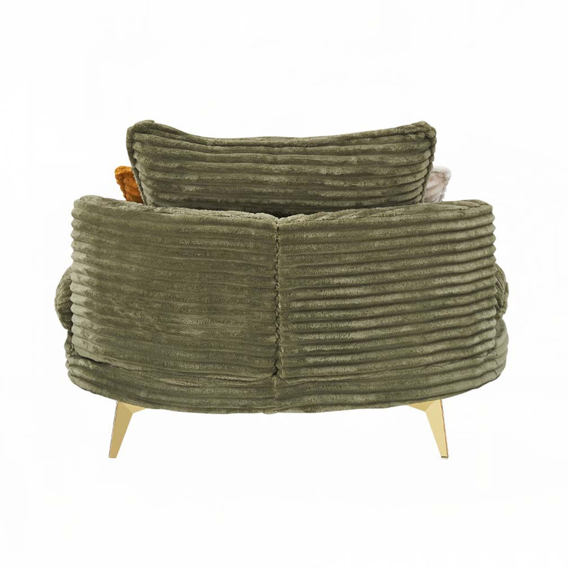 Chaise en velours côtelé avec repose-pieds, Vert