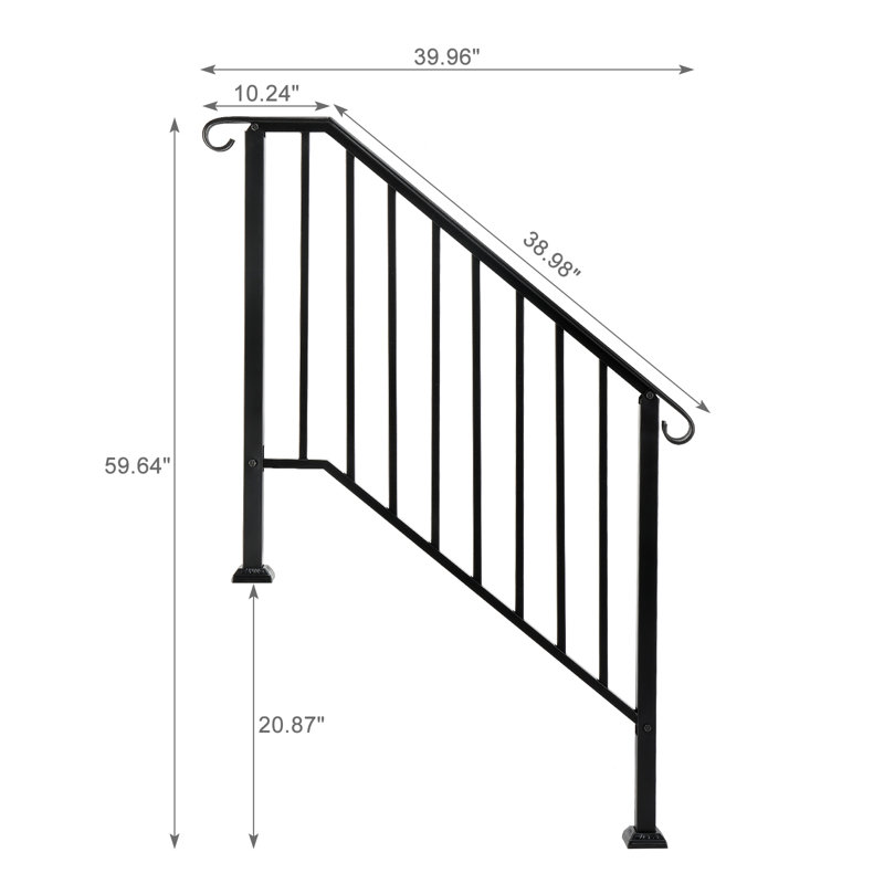 Rampe d'escalier en métal Fegley, 3-Step