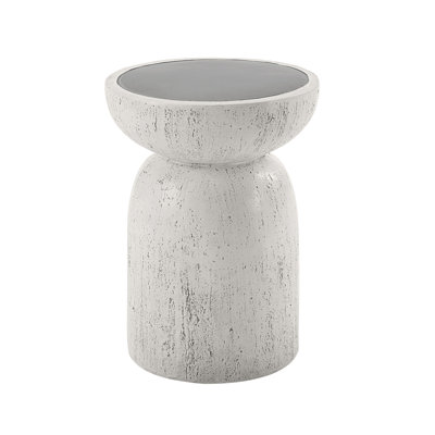Natural Gray Finish Fiber Concrete Accent Table