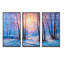 «Warm Sunshine Reflection over Winter Forest River III», reproduction de photo sur toile 3 pièces-757715796-757715797