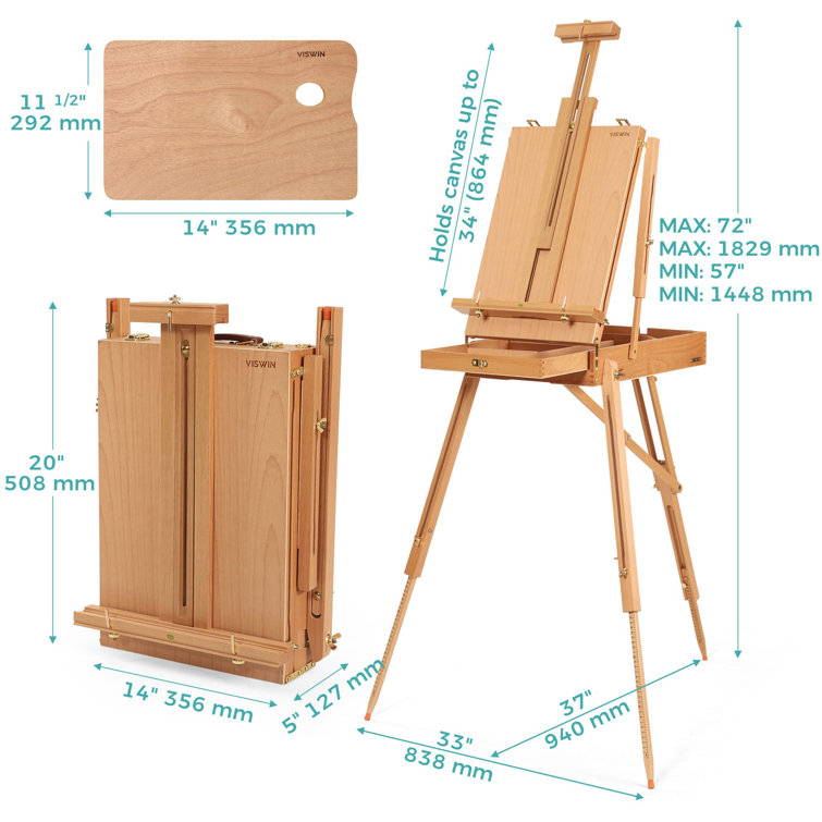 7 Elements Adjustable Beechwood Table Easel and Palette