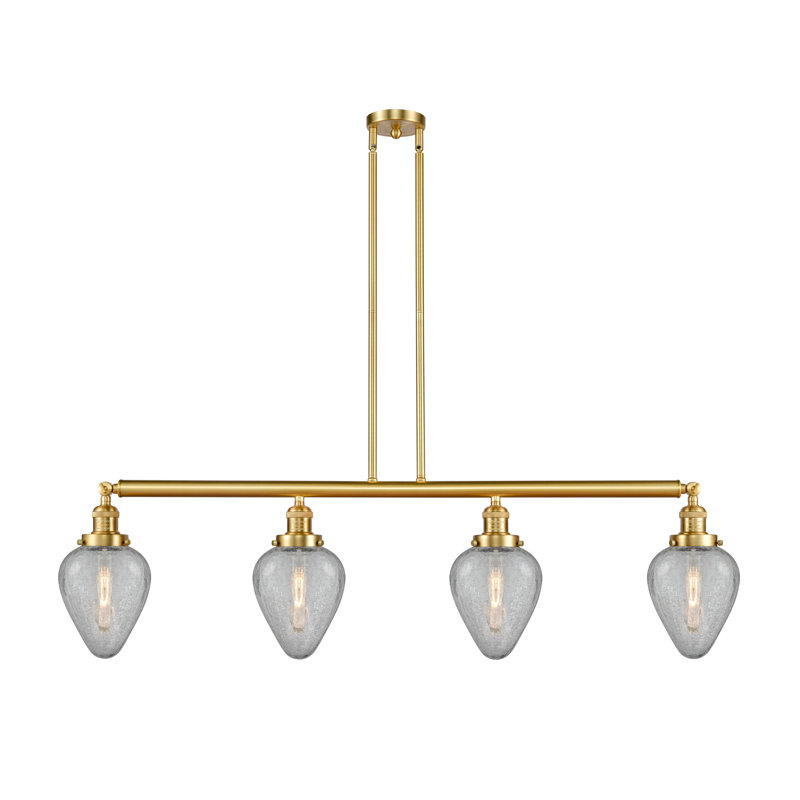 Luminaire suspendu linéaire à 4 lumières pour îlot de cuisine Shauna, Or satiné