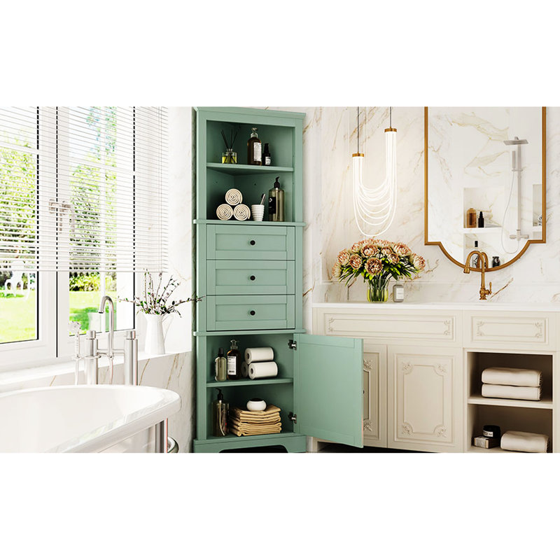 3 Drawers Storage Cabinet With Adjustable Shelves For Different Spaces Tall And Shelf Home Decoration Idea, Green