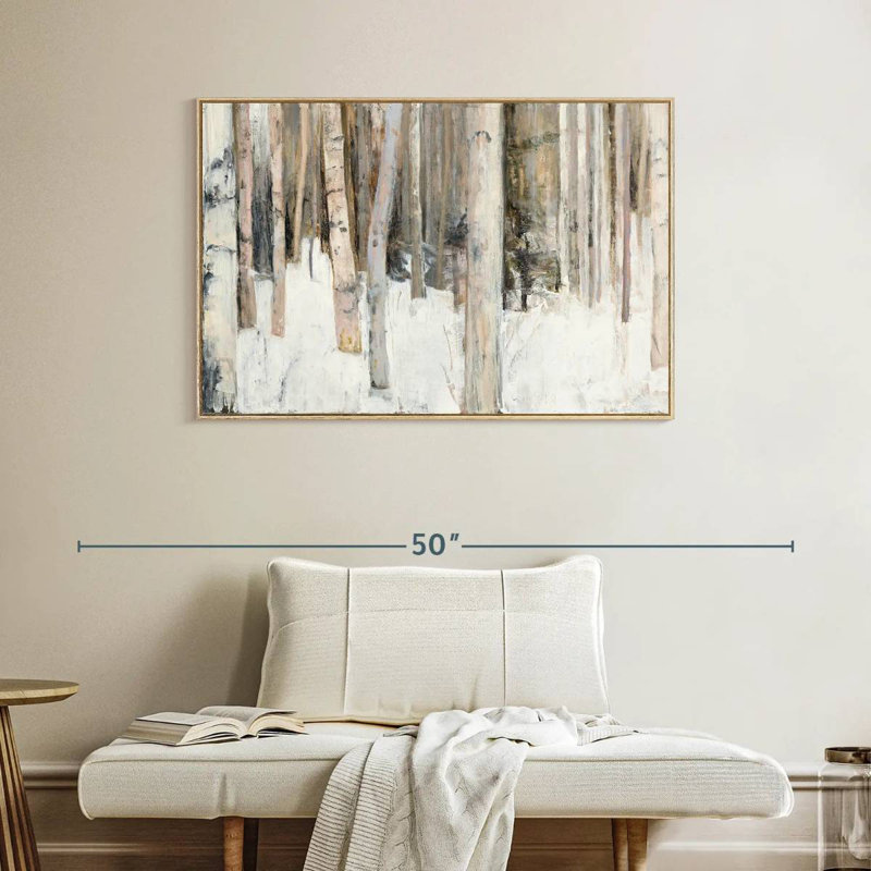 Lumière chaude d'hiver III, Cadre flottant en bois naturel, 40 po x 27 po