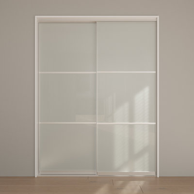 80" Glass Closet Sliding Doors Aluminium Frame with Hardware Kit