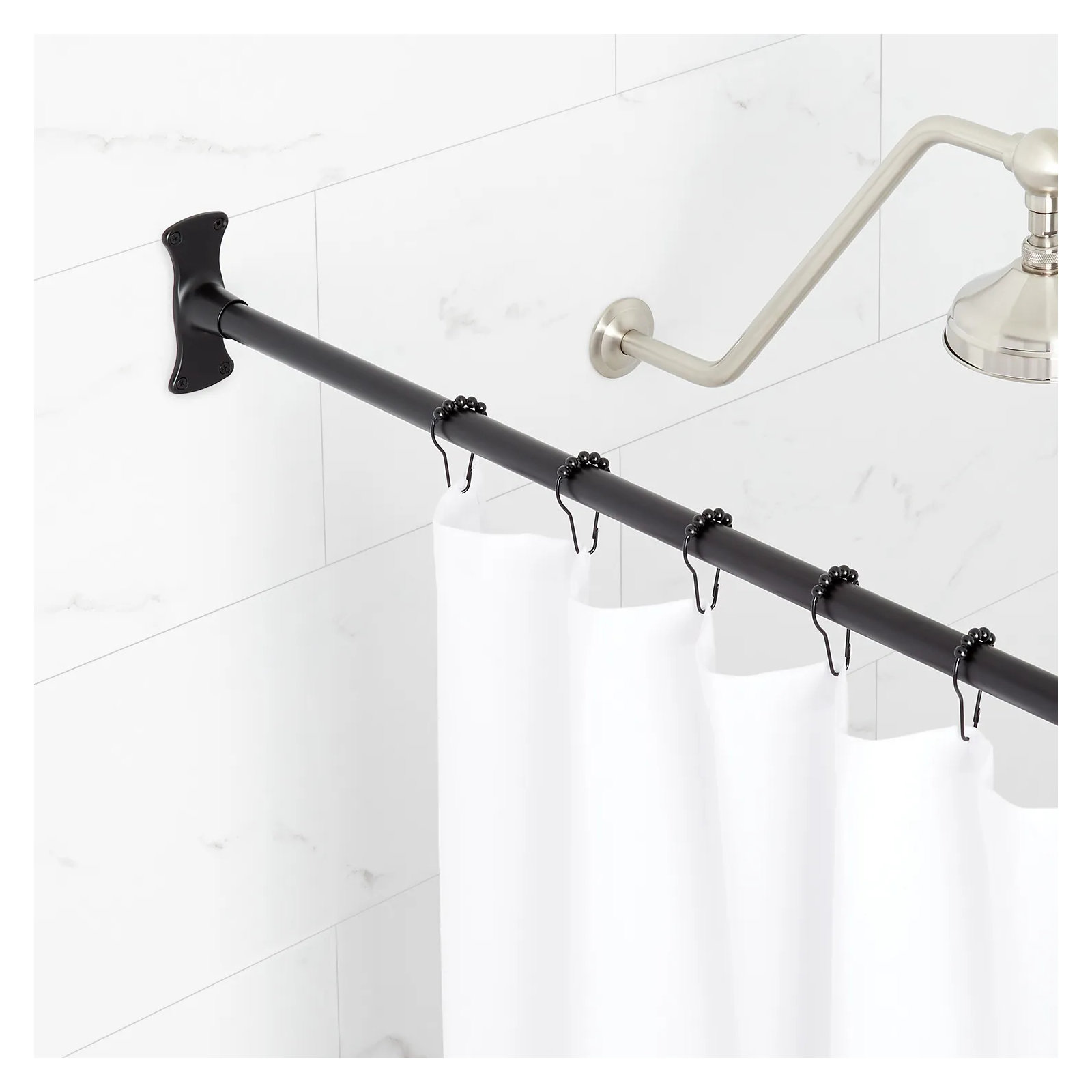 72" Brass Straight Shower Curtain Rod, Matte Black