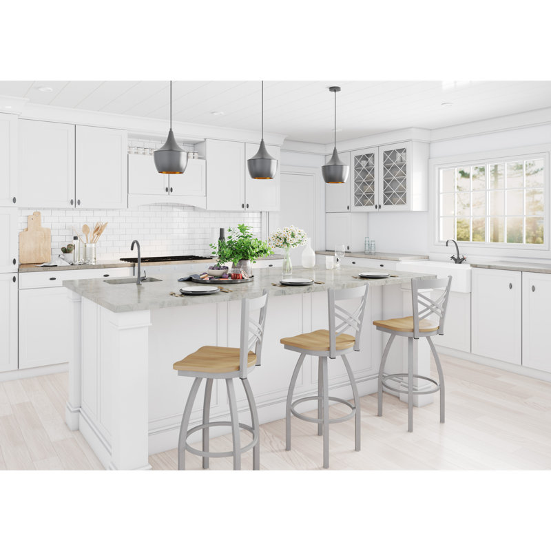 820 Catalina Swivel Bar Stool, Wood-Natural Maple, Anodized Nickel, Extra Tall (36" Seat Height)